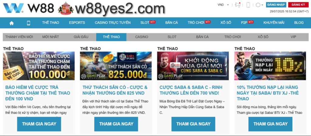 Tham gia cá cược thể thao tại W88 nhận nhiều khuyến mãi hấp dẫn