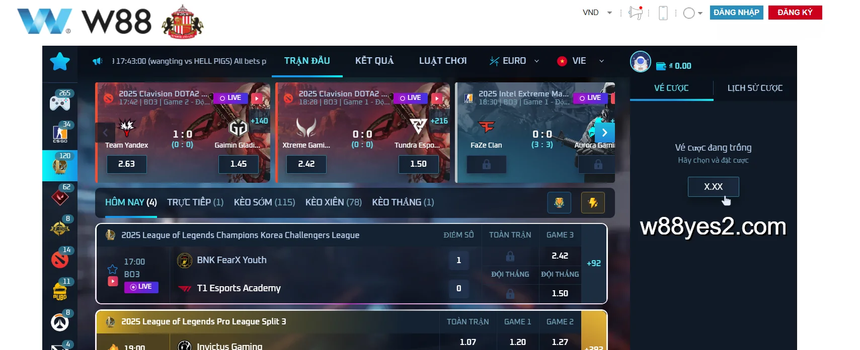 W88 cập nhật đầy đủ các giải đấu Liên Minh Huyền Thoại