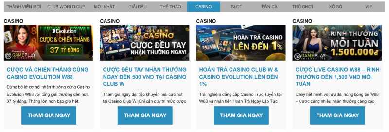 khuyến mãi W88 casino