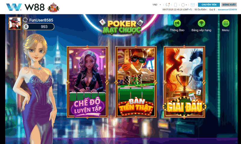 poker mạt chược W88