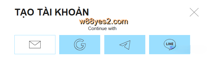 W88 hỗ trợ tạo tài khoản qua Gmail, Telegram và Line